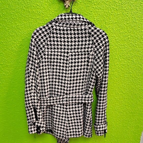 Jou Jou Black and White Houndstooth Trench Coat - Picture 3 of 3